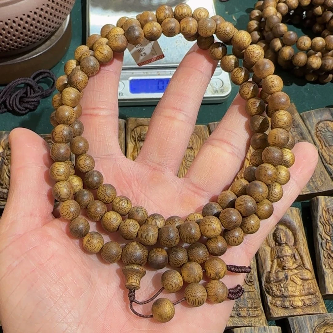 沉香手串白棋淳化老料圆珠多圈0.8高货25克➕