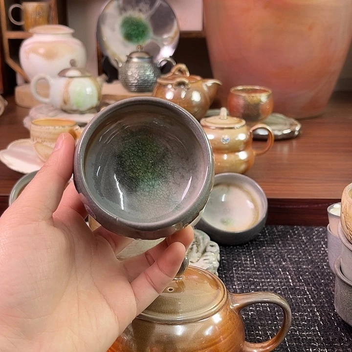 柴烧中白泥微微瑕窑宝杯