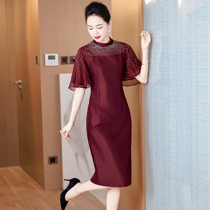 夏季喜婆婆喜妈妈婚宴装高端结婚宴会高贵奢华婚庆礼服旗袍连衣裙