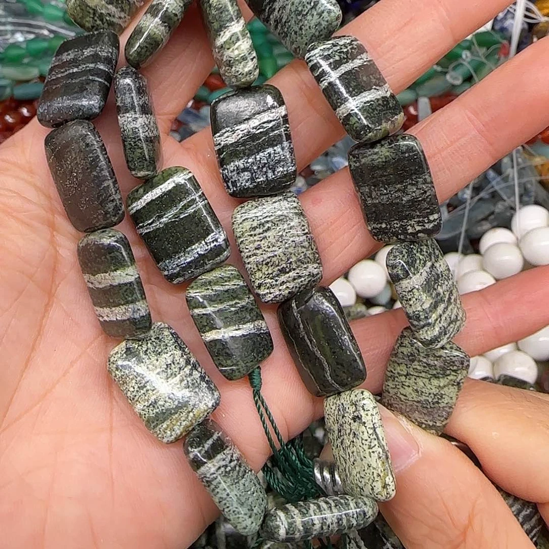 玛瑙/玉髓合金珠宝半成品银线石12mm一条方块