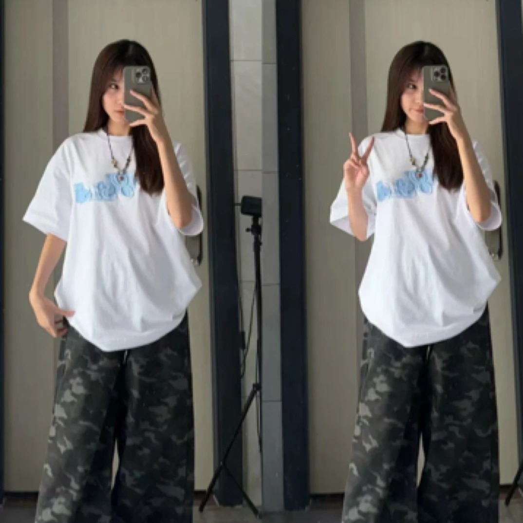 W8钢印正品!蓝印花纯棉短袖