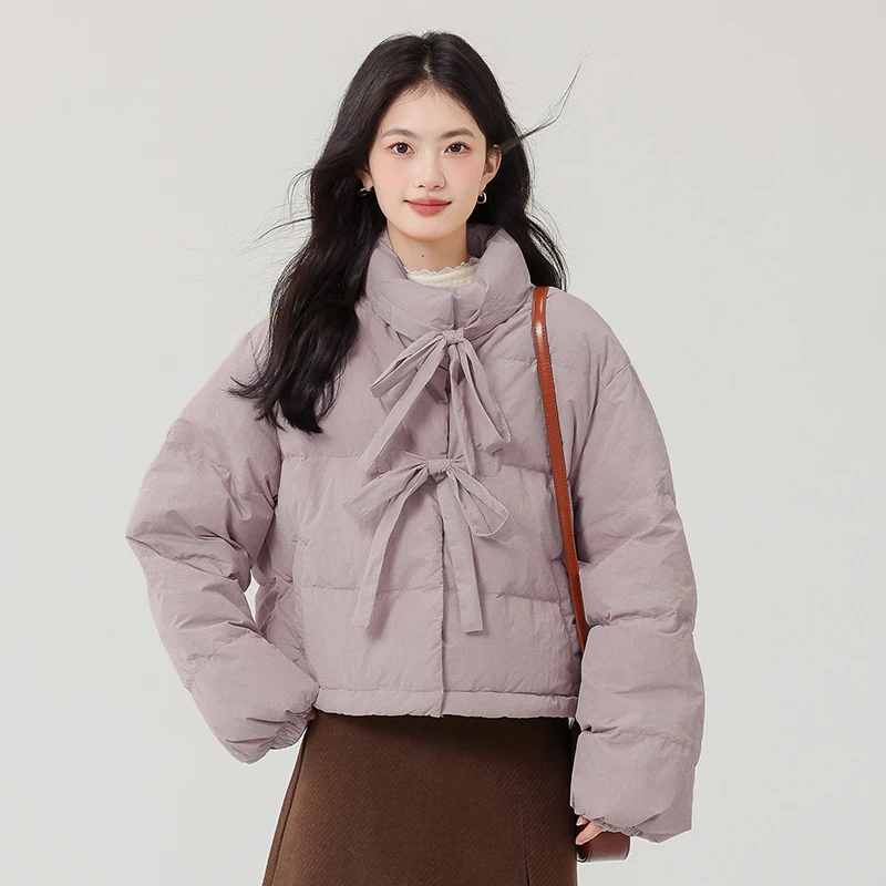 【主播穿 浅紫色】韩系高级感厚款棉服女风百搭显瘦上衣2025新款