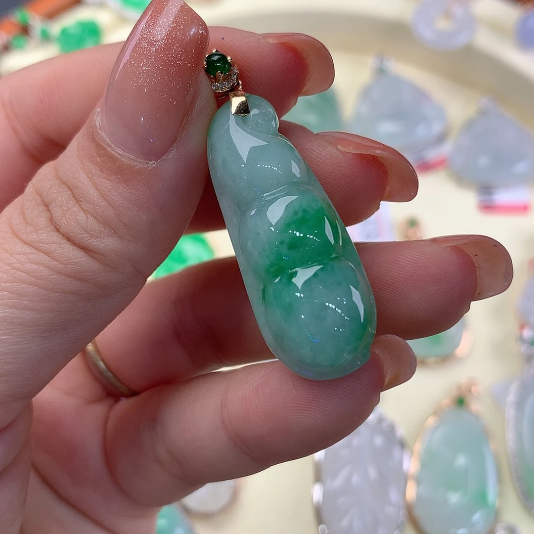 翡翠18K金镶嵌吊坠(不含链)