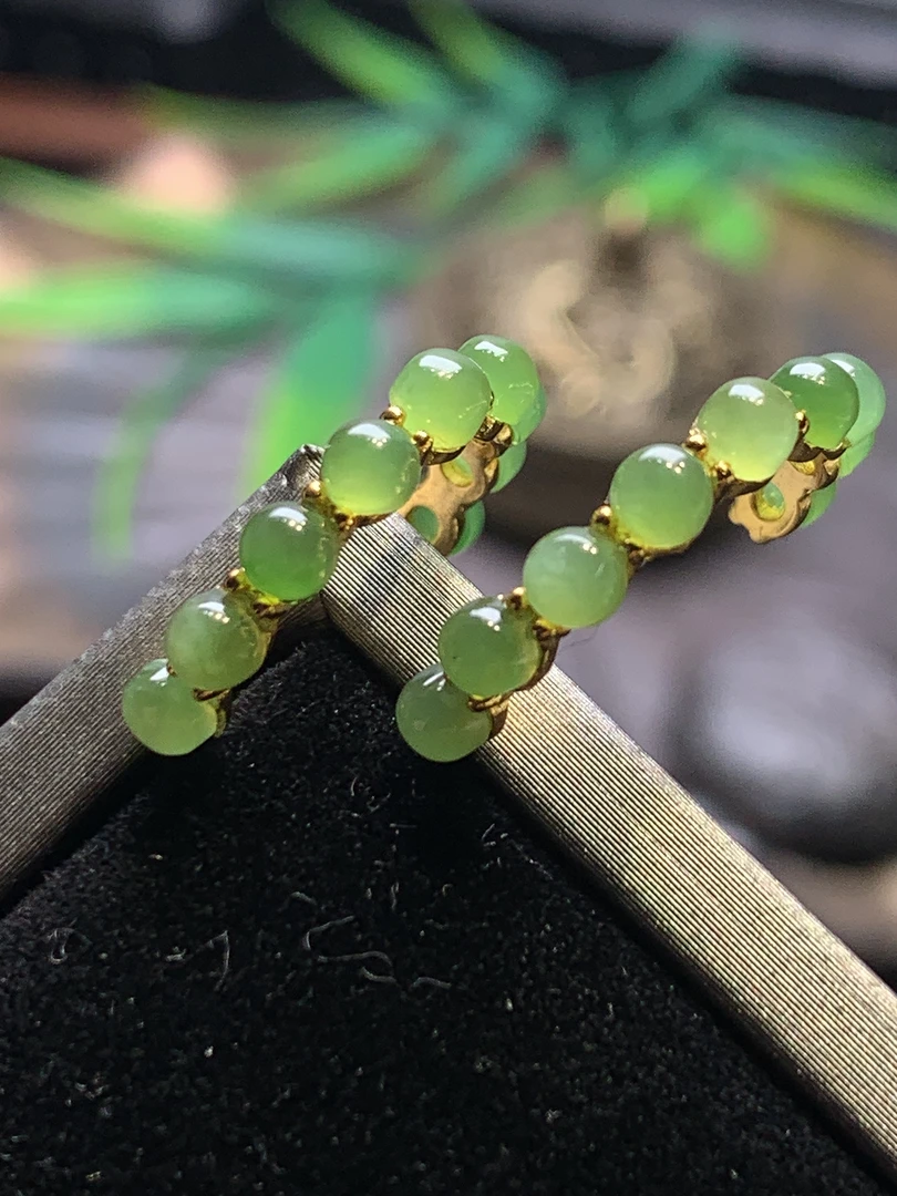 和田玉碧玉蛋面耳钉s925银女士耳饰四会城翡翠批发