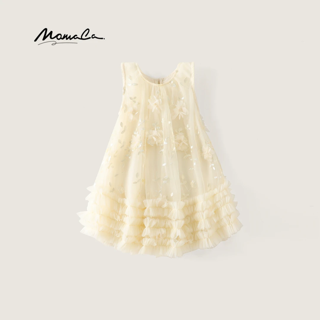 MOMOCO女童夏季新款儿童百搭洋气设计蝴蝶碎花连衣裙77680477003