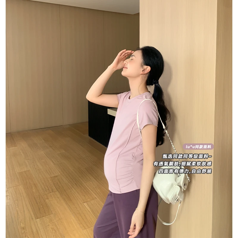 ZMA孕妇装【瑜伽服】Alulu同款孕妇套装新款春夏外穿运动短袖直筒裤