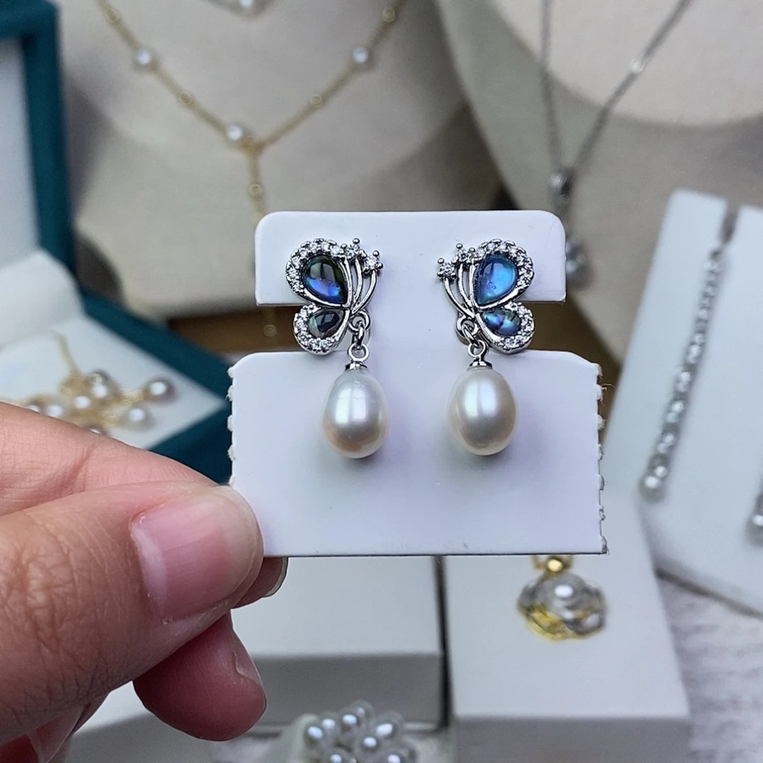 耳饰淡水珍珠银S925镶嵌