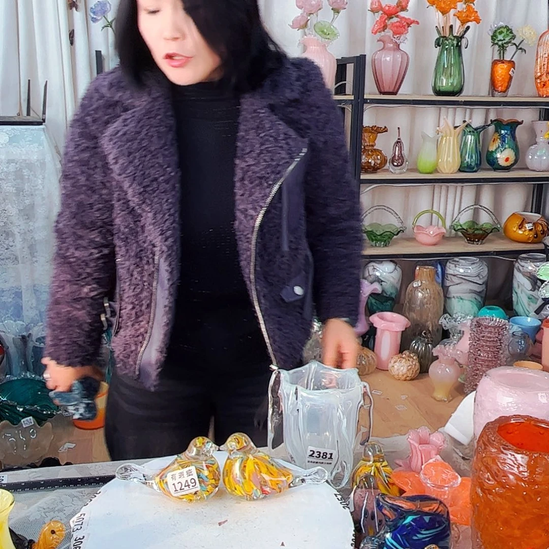 一对瑕鸟 家悦琉璃工艺品