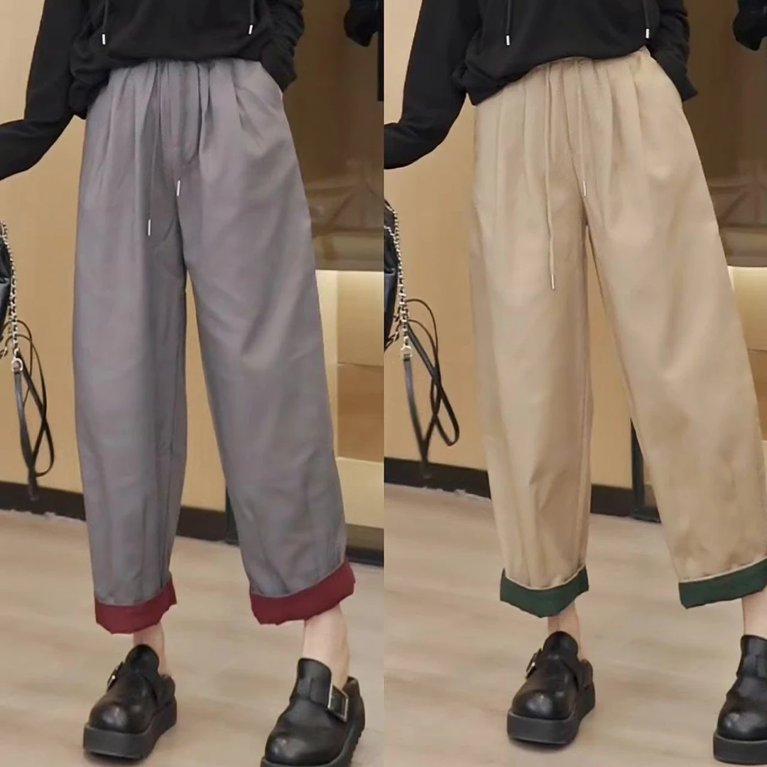 春秋款休闲直筒宽松裤子百搭 裤长93 QC-023#