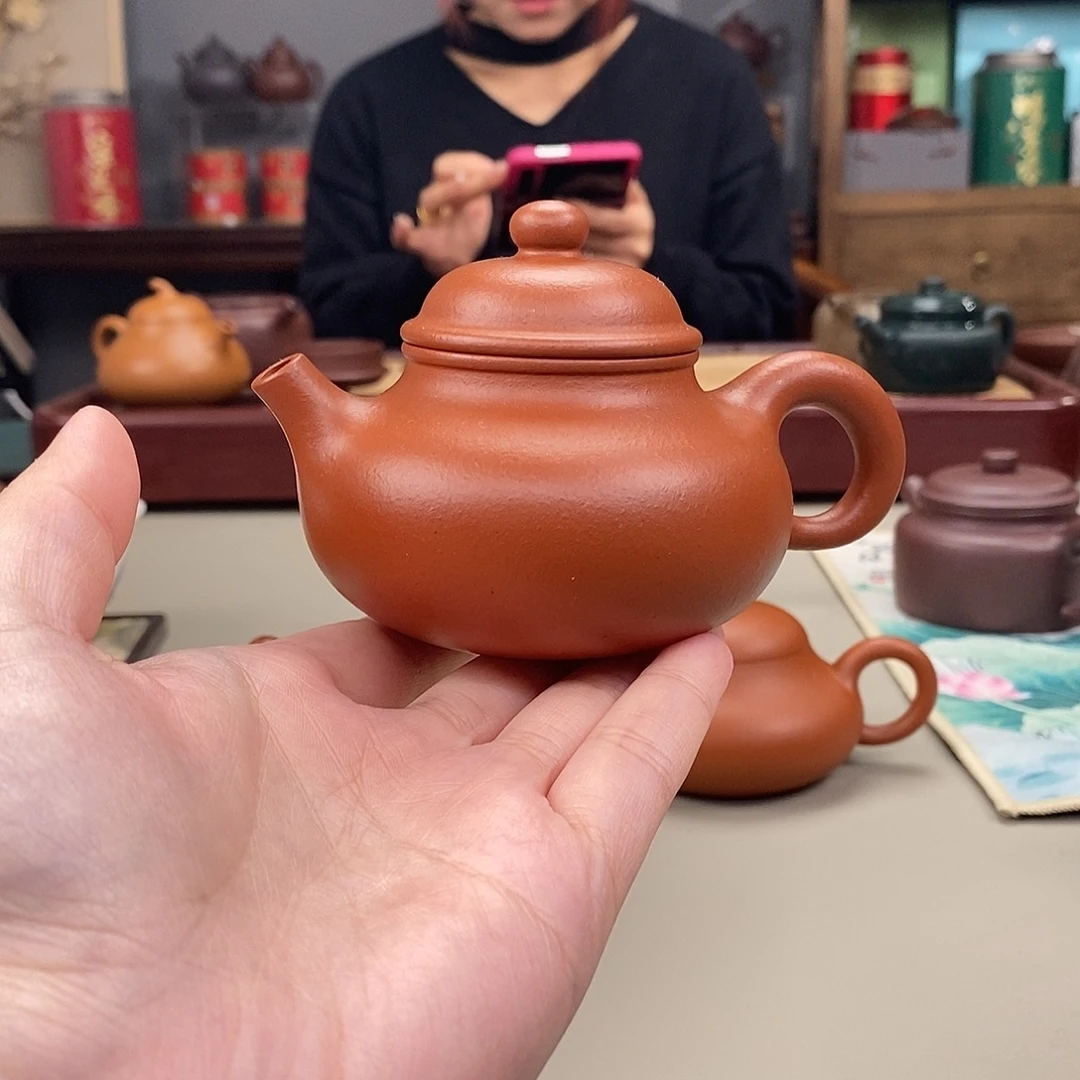 茶壶紫砂生砂朱泥半手容天140cc
