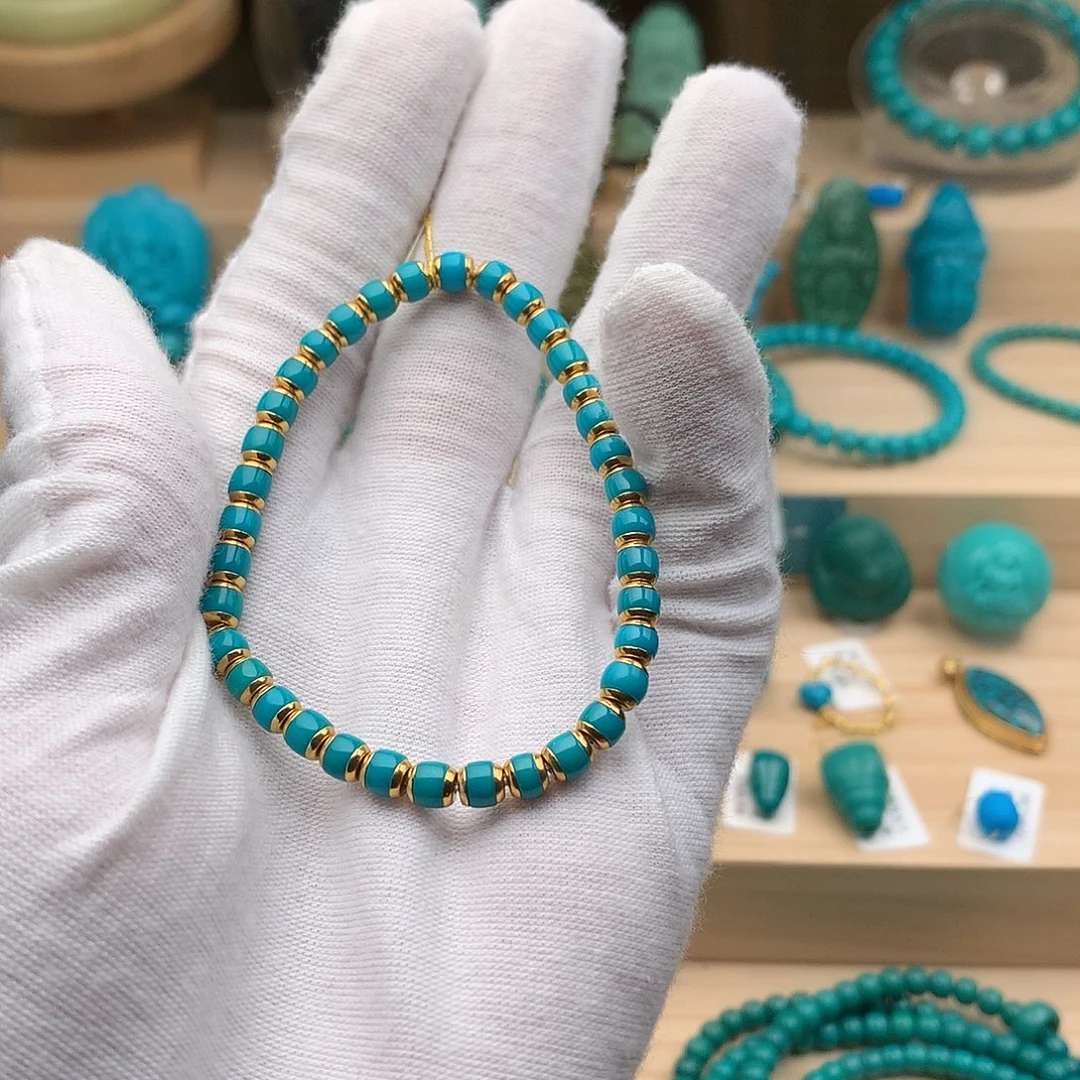 绿松石18K金镶嵌珠宝奇石