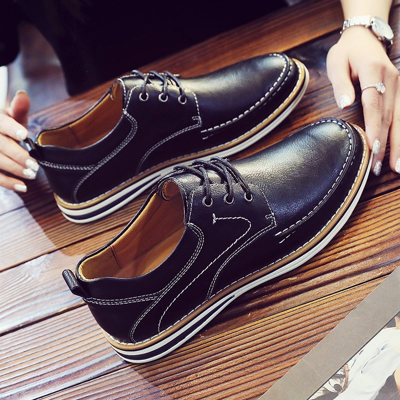 2025春季新款正装商务休闲皮鞋男真皮英伦风软底黑色百搭防滑耐磨