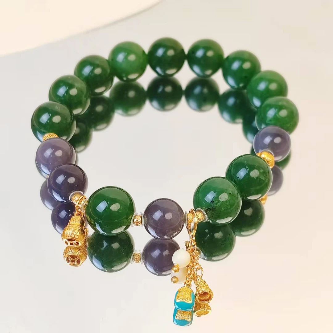 北极玉12mm帝王紫和田玉手串