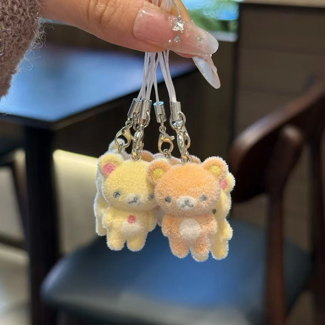 卡通立体轻松熊植绒挂件树脂钥匙链ins风手机包包挂件送闺蜜礼物