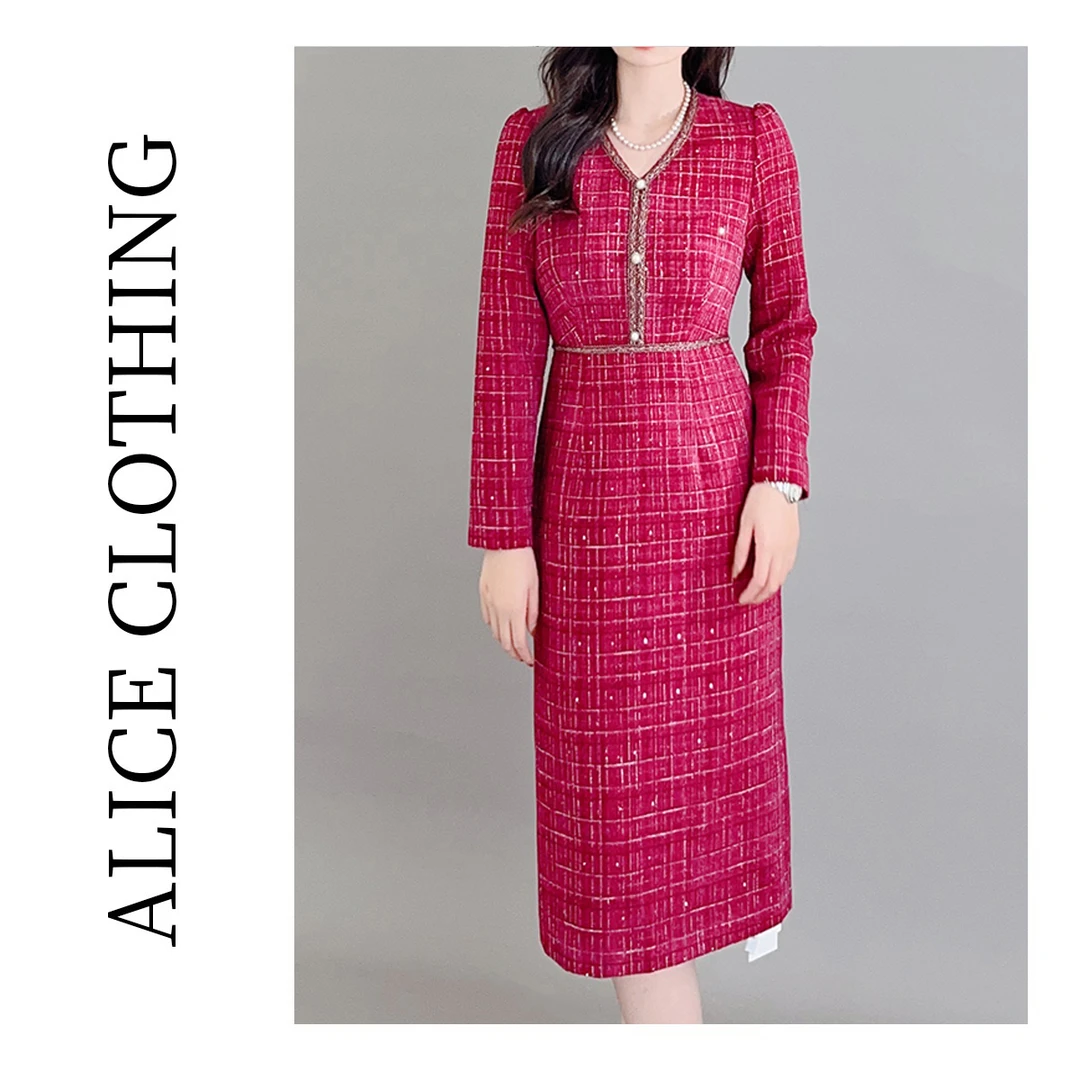 1ALICE 小香丽影名媛连衣裙腔调格纹 靓丽优雅 S1032660Q