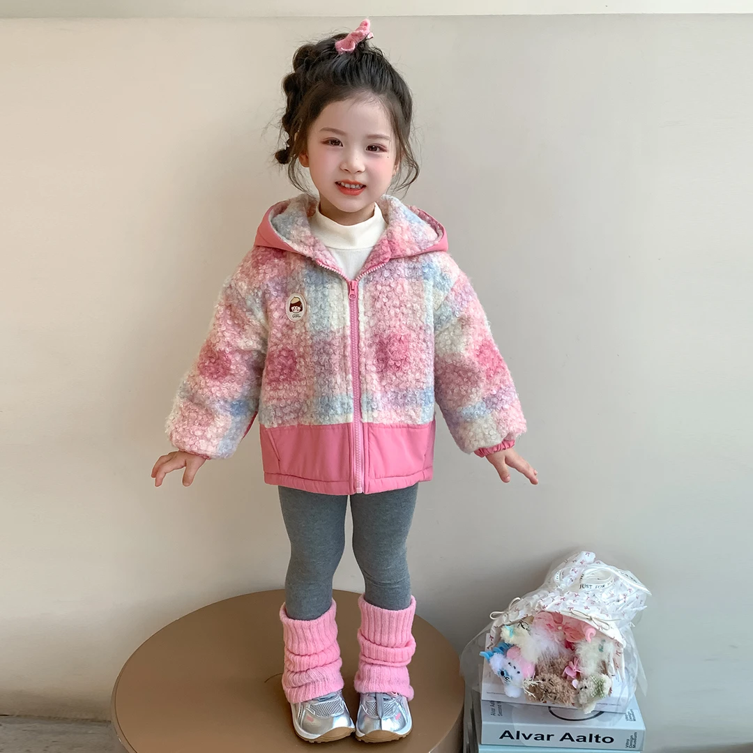 女童薄绒外套秋冬季2025洋气儿童加厚毛毛衣小孩上衣女宝深秋衣服