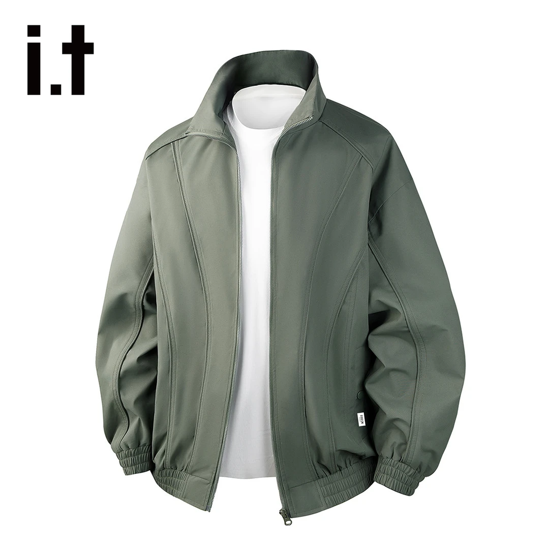 it :5cm/FIVECM黑色立领飞行夹克外套男女同款cleanfit休闲上衣潮