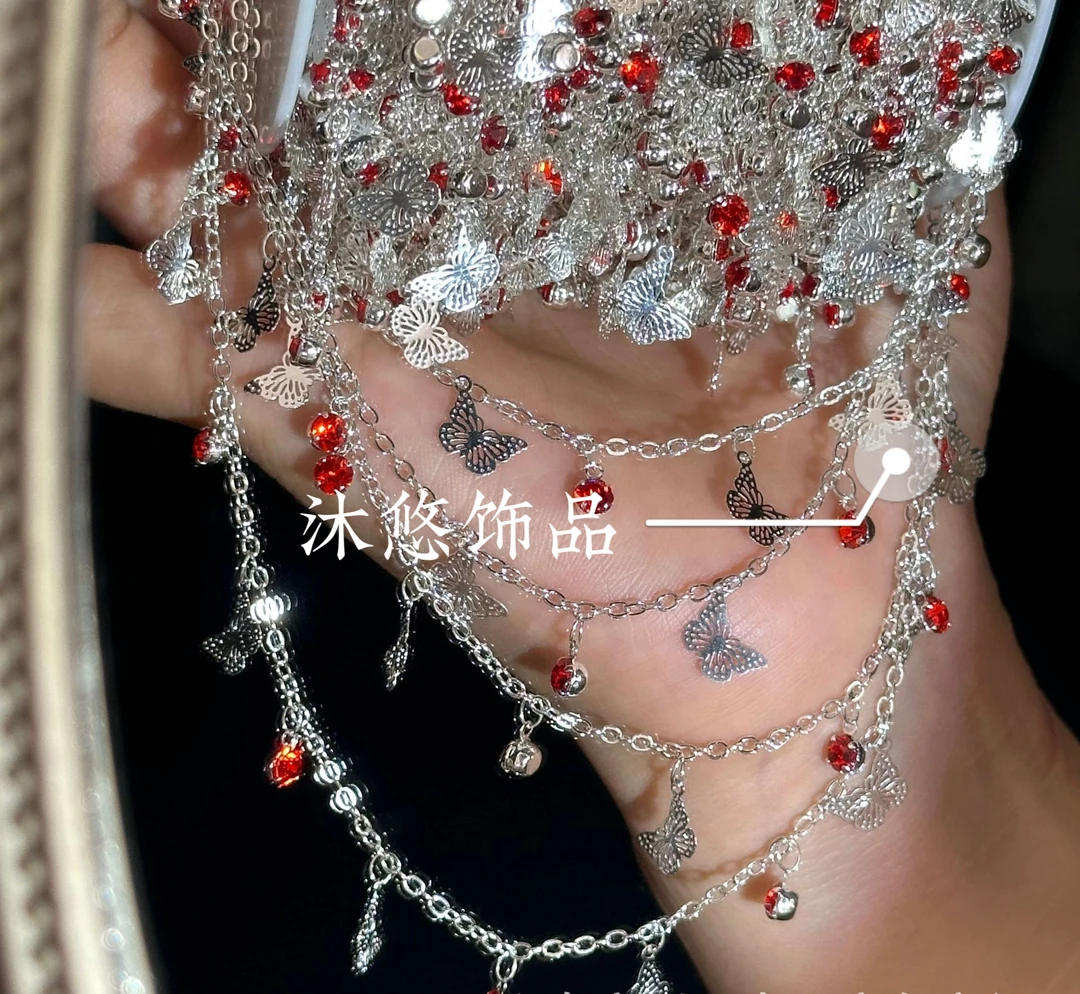 （沐悠饰品diy）L00205  红钻小灵蝶高温保色DIY链条