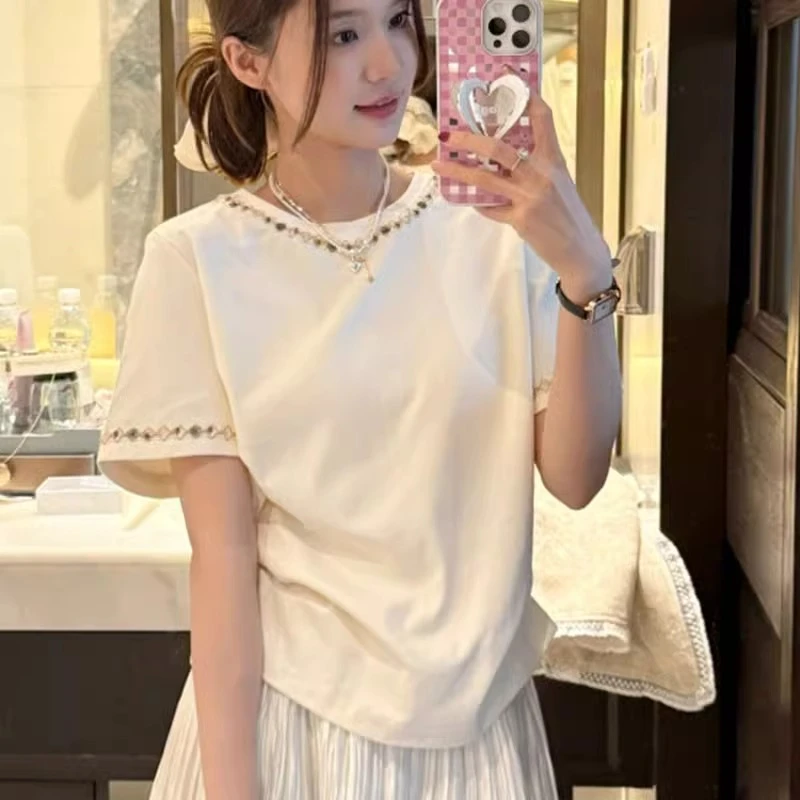小众别致重工短袖t恤女2025夏季时髦时尚洋气半袖宽松休闲上衣潮