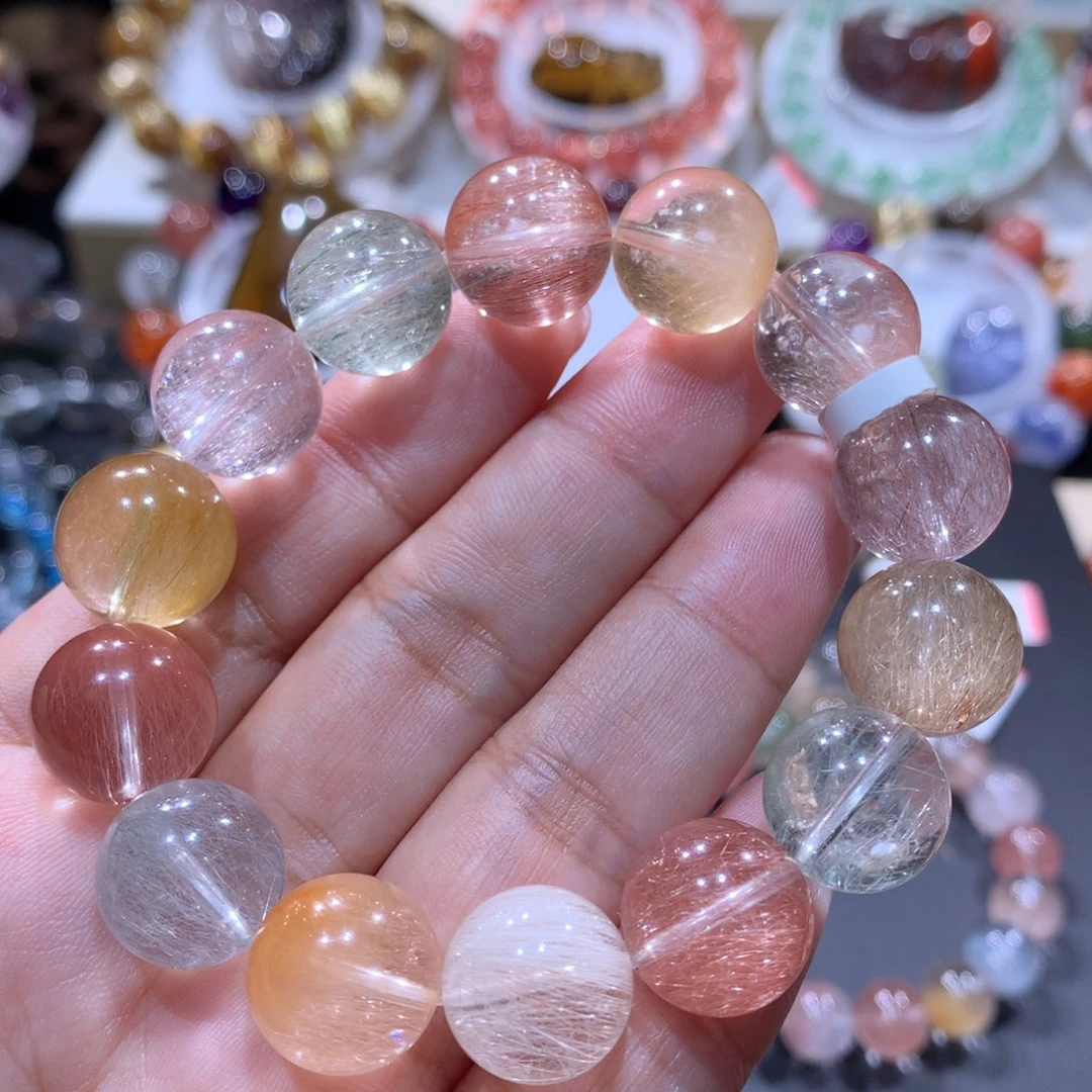 水晶未镶嵌手链彩兔毛13mm