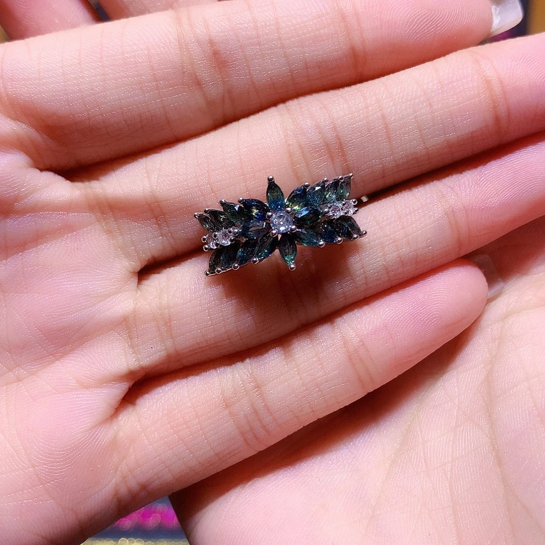 蓝宝石银S925镶嵌戒指