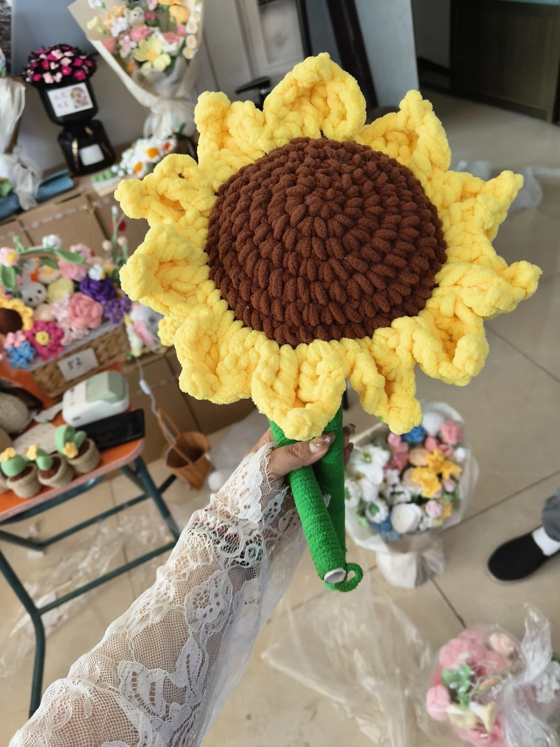 超大钩织向日葵玫瑰花