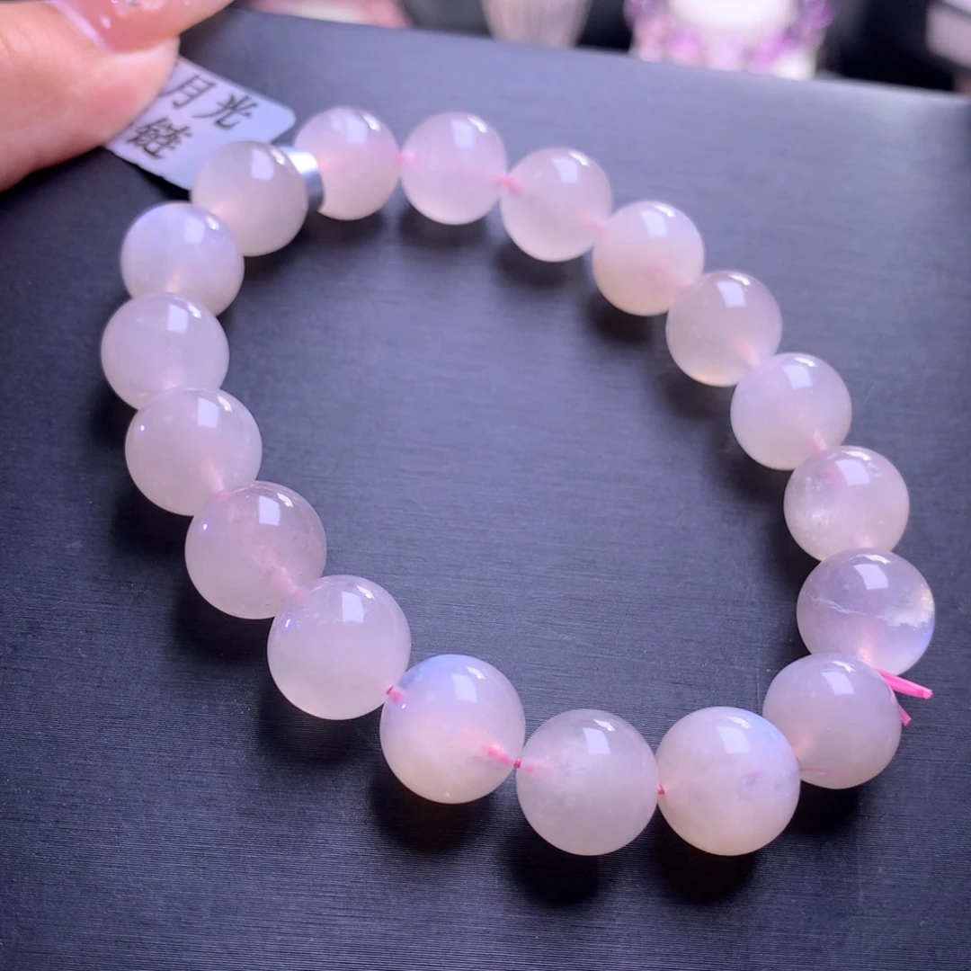 水晶未镶嵌手链粉月光11mm