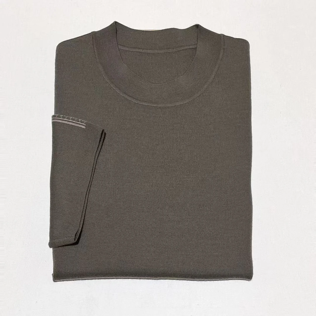 109 49%绵羊毛 80支双面精纺工艺 圆领纯色百搭短袖