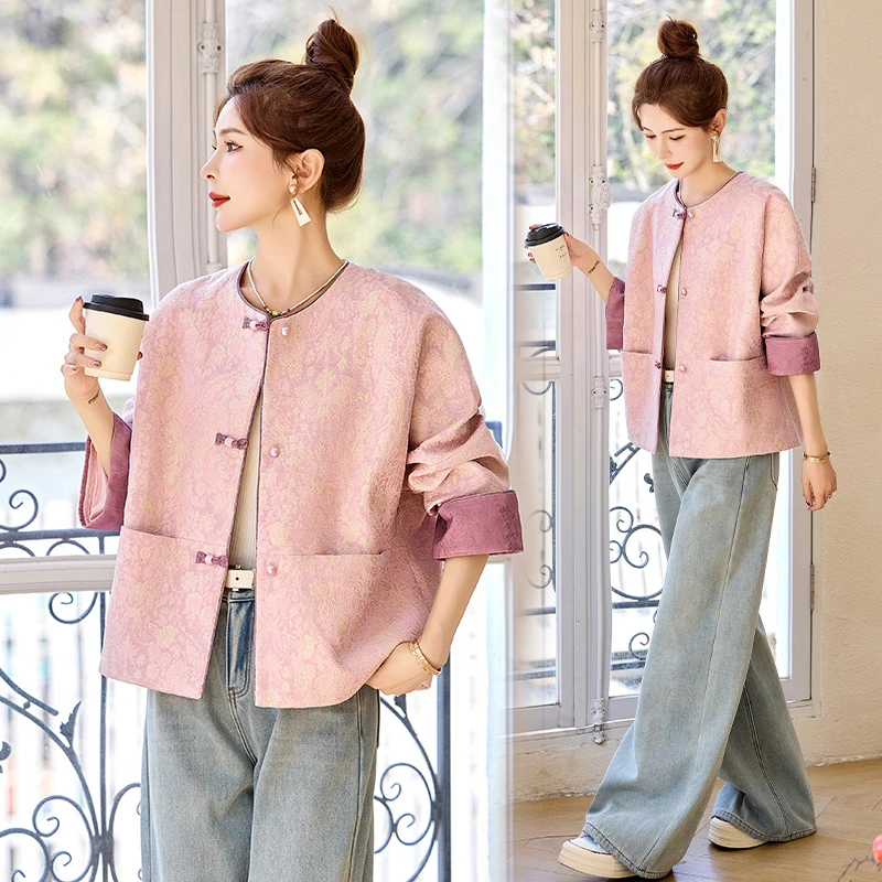 新中式国风提花短款外套女春季2025新款时髦洋气超好看小个子上衣