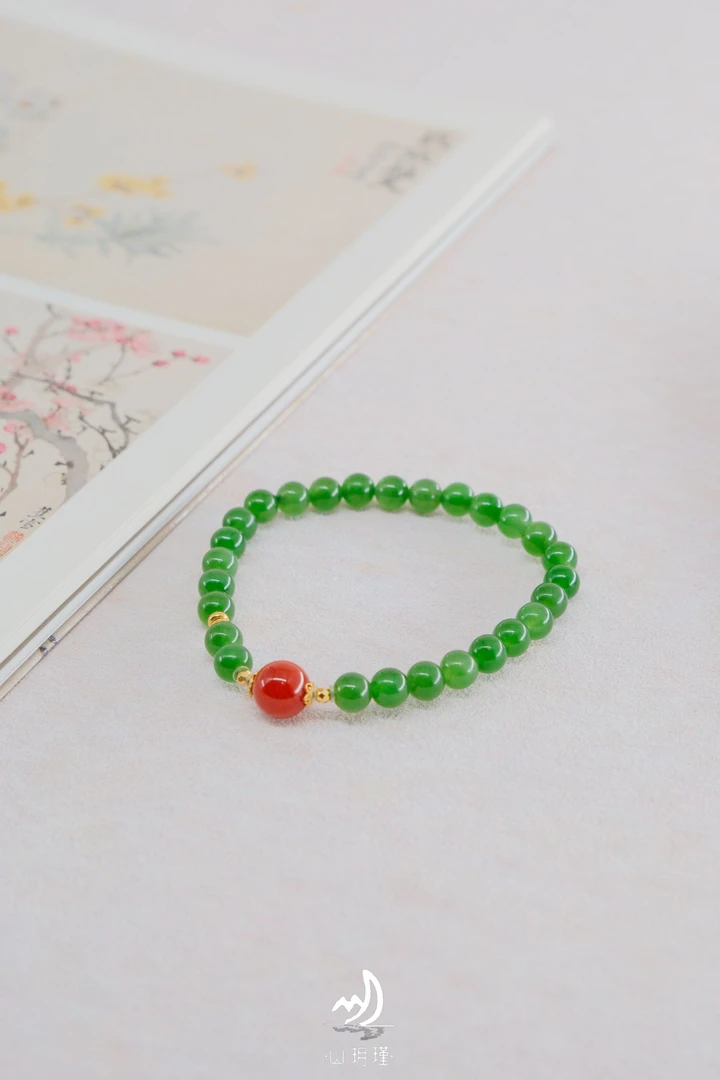 【知否】珠宝文玩和田碧玉0.6南红0.8单圈手串百搭简约
