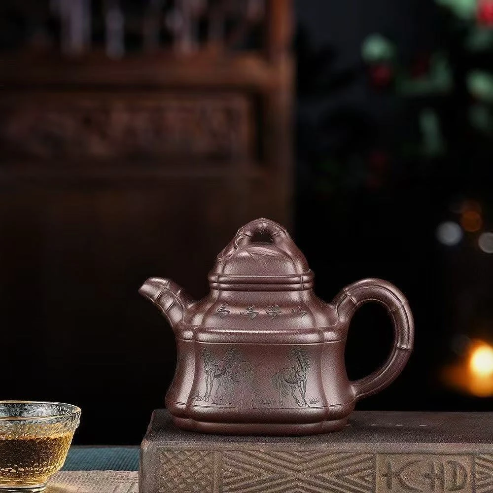 国工精品【四方竹鼎】 泥料：优质紫泥，450cc