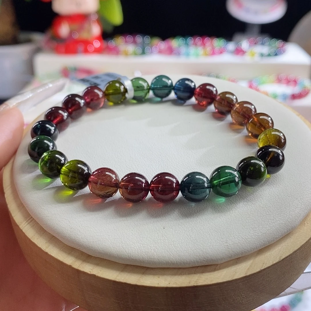 未镶嵌手链碧玺老矿彩虹