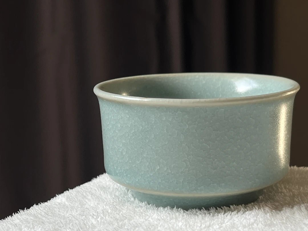 宝丰清凉寺原产地原矿釉汝瓷 冰花鱼鳞开片 微瑕马蹄杯