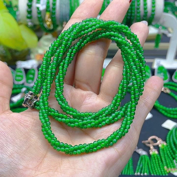 翡翠颈饰未镶嵌麻花项链（60长）