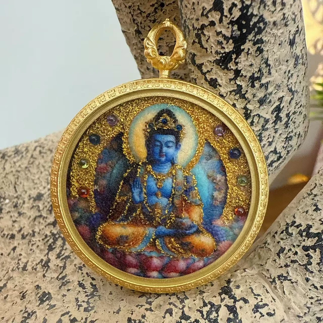 SYTK-123 百花药师佛唐卡吊坠