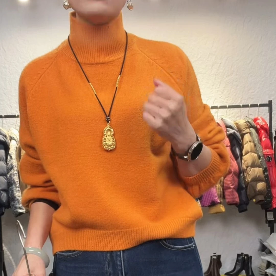 2500针织保暖长袖女休闲风毛衣时尚慵懒上衣高领毛