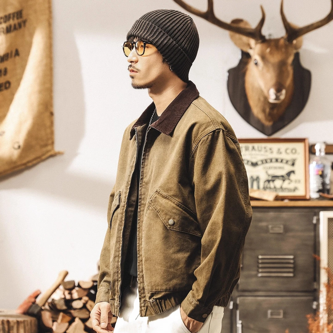 美式复古工装夹克男秋季2025新款百搭宽松潮牌美拉德咖色外套男款