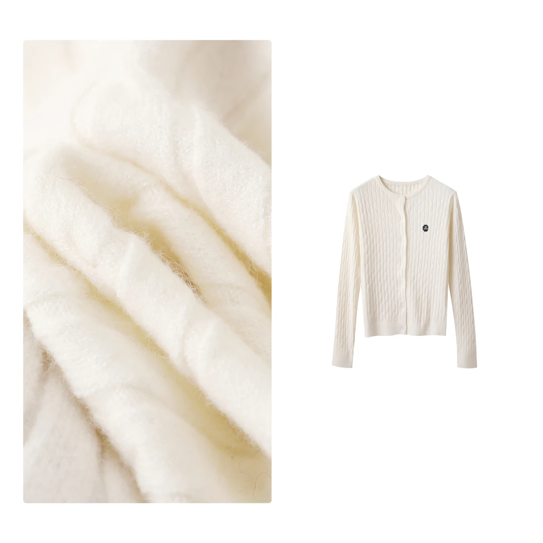 反季！特！门店32&9！麻花针织」复古简约超细绵羊毛针织上衣女H00583