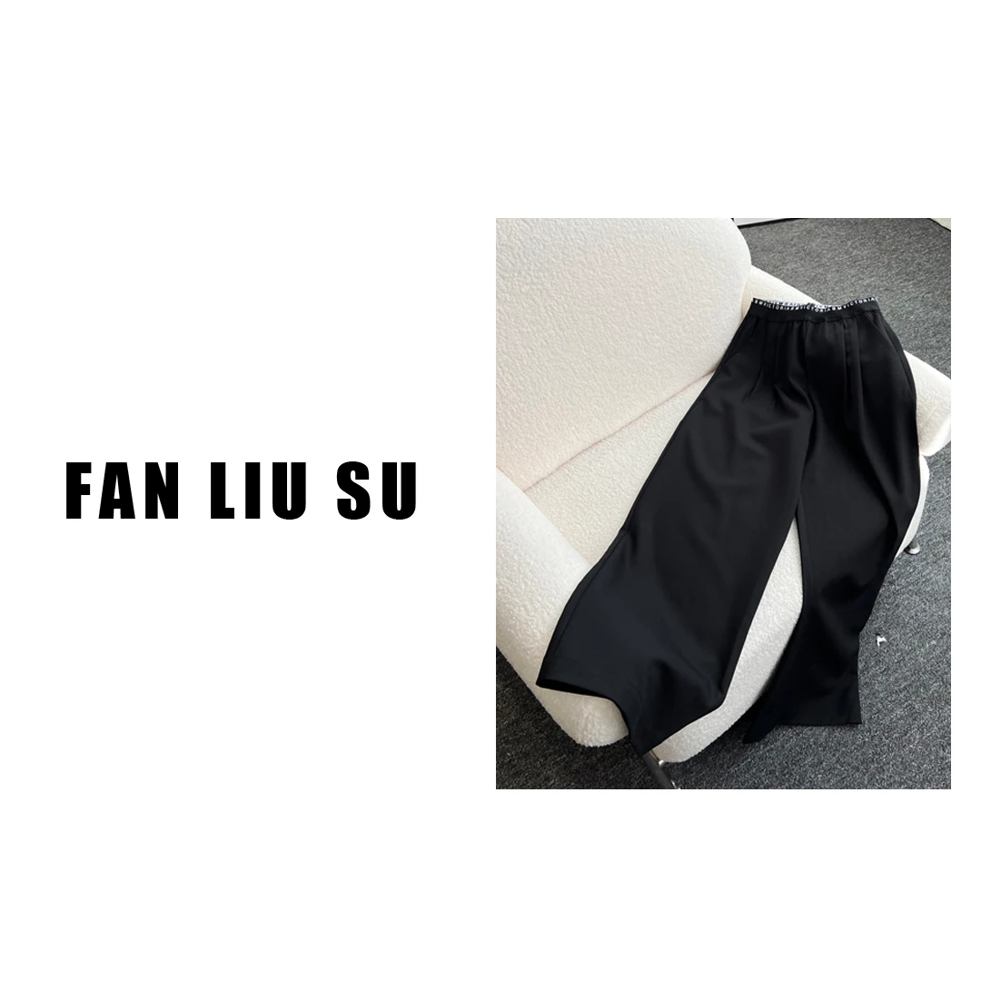【FANLIUSU】黑色休闲裤宽松数字西装裤