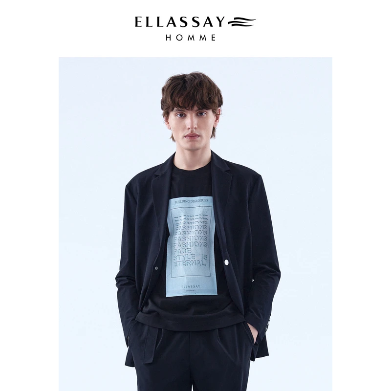 ELLASSAY歌力思男装秋季棉麻混纺微弹休闲西装外套男EME331T02400