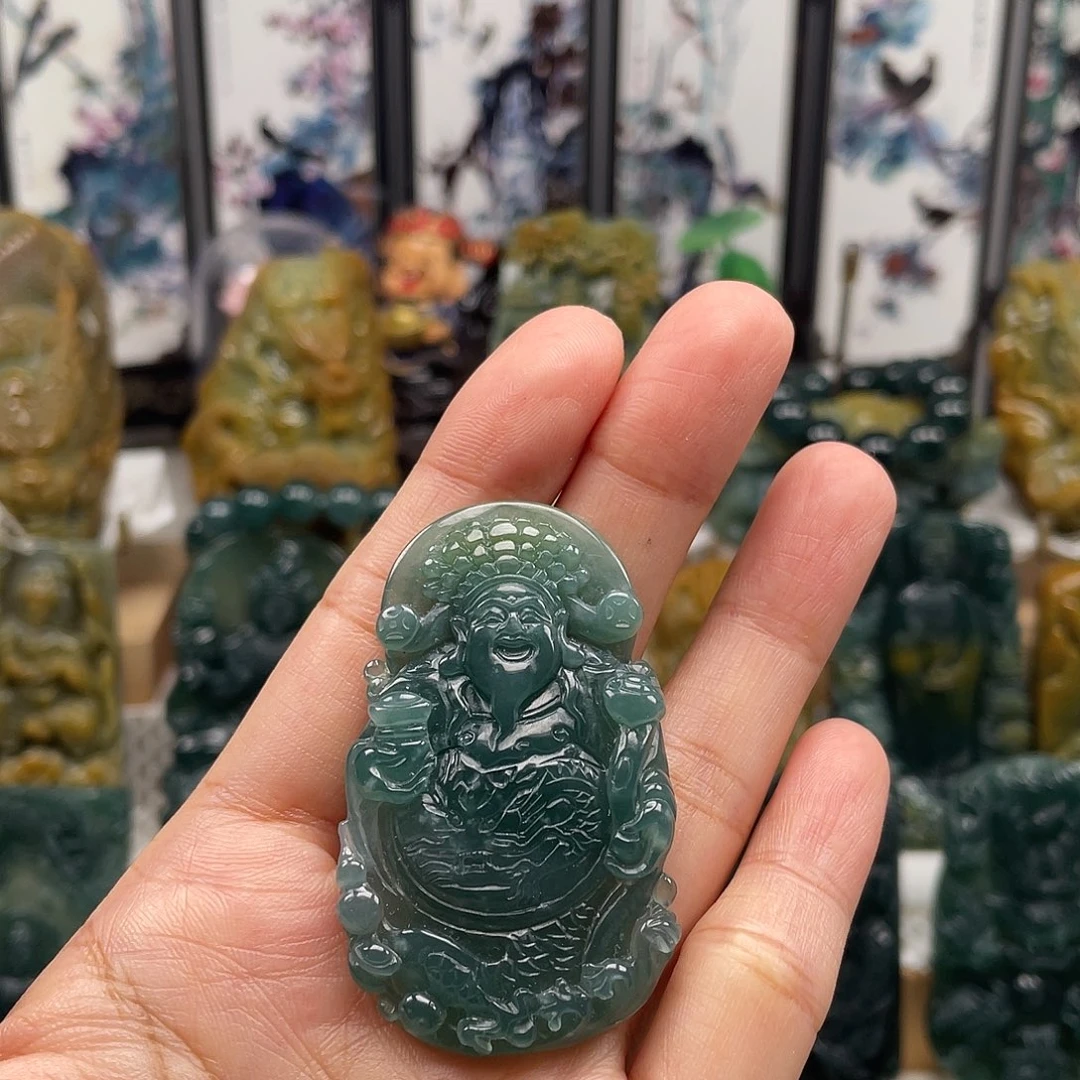 颈饰未镶嵌翡翠天然翡翠a货财神