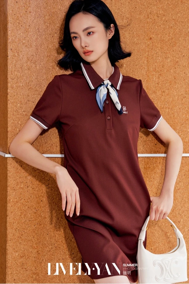 俪妍【LIVELY·YAN】25夏季新品polo领三色连衣裙51139-93，51146-27