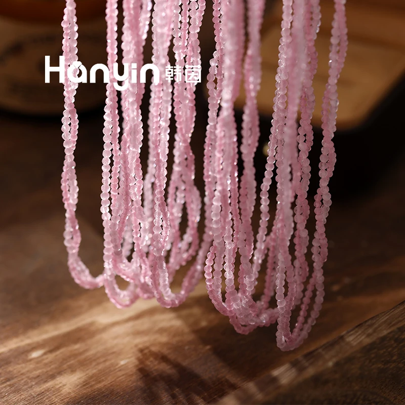 43cm/2.5mm双层缠绕粉尖晶石20225年新款气质百搭不掉色手工项链