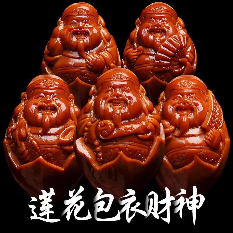 橄榄核核雕包衣财神橄榄核手串纯手工文玩手持把件非遗文化