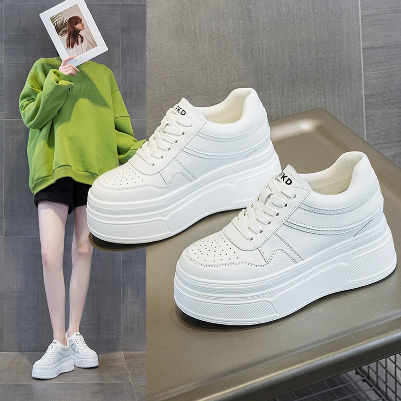 2025年春季新款真皮内增高小白鞋9CM厚底小个子显高显腿长好搭配