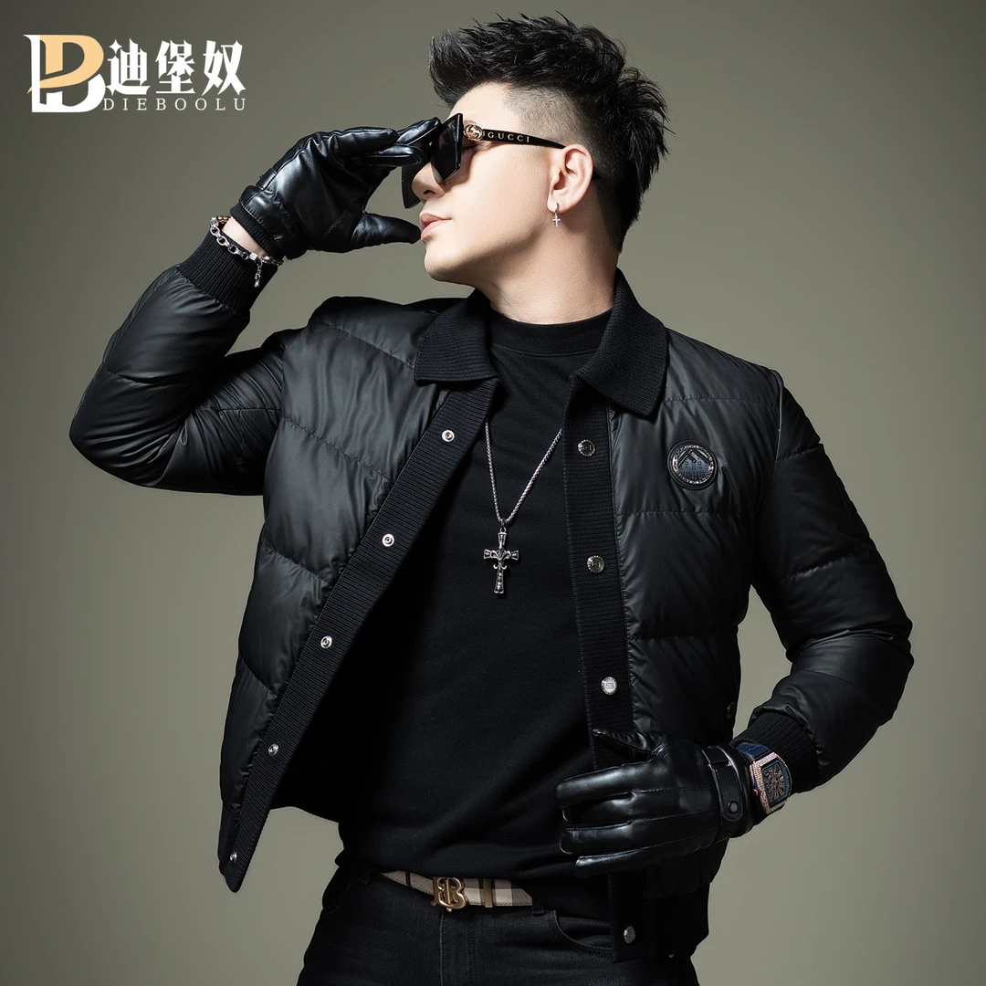 欧洲站冬季男士羽绒服2025新款潮流保暖加厚短款90白鸭绒外套上衣