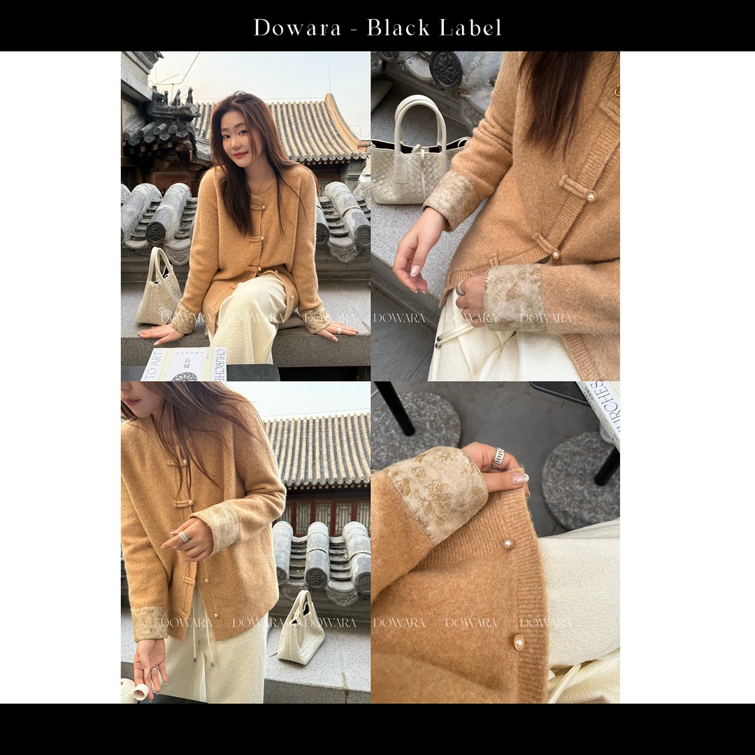 现货大婉酱黑标【国风秋分时】新中式盘扣毛织开衫秋软糯上衣2700D