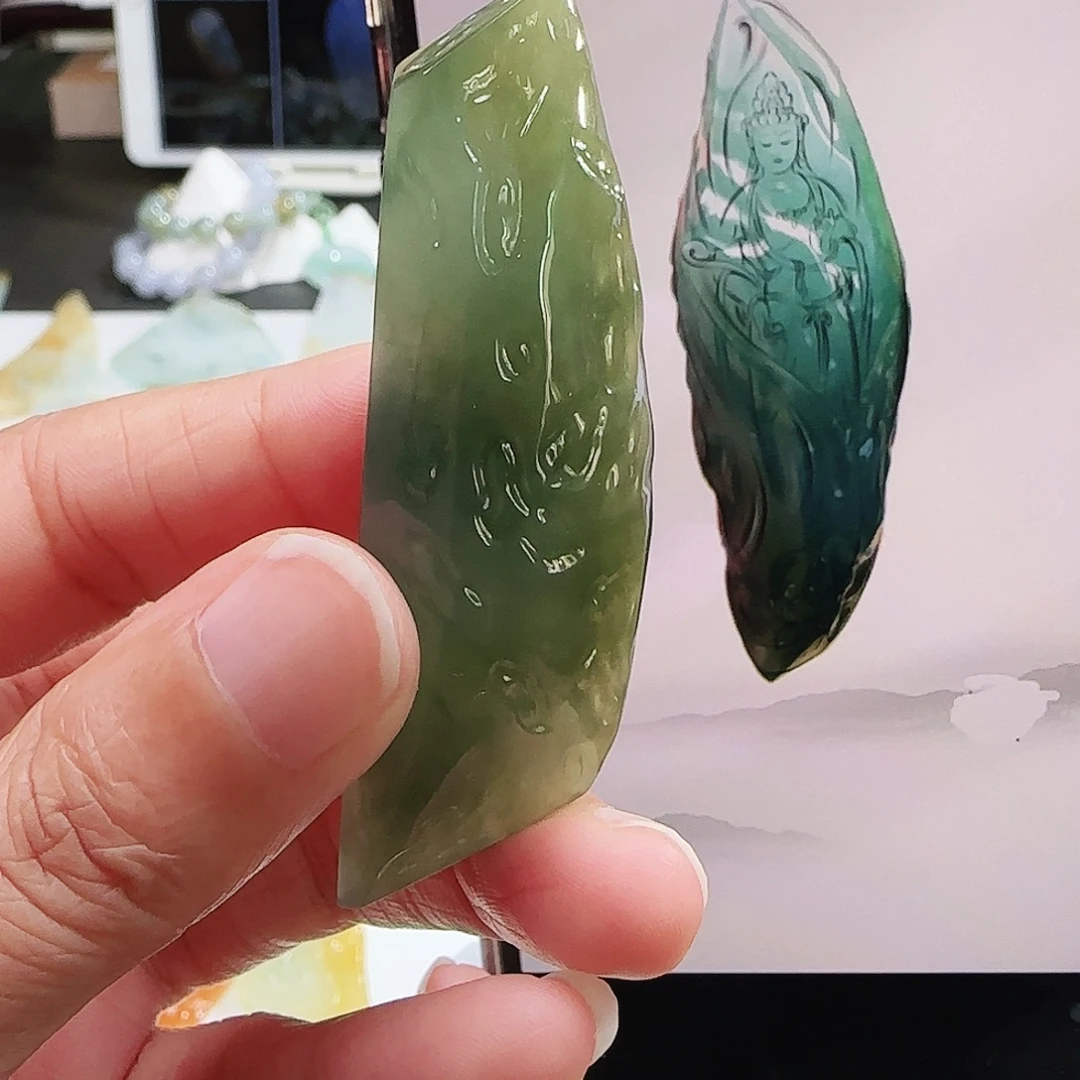 定制翡翠未镶嵌缅甸翡翠挂件