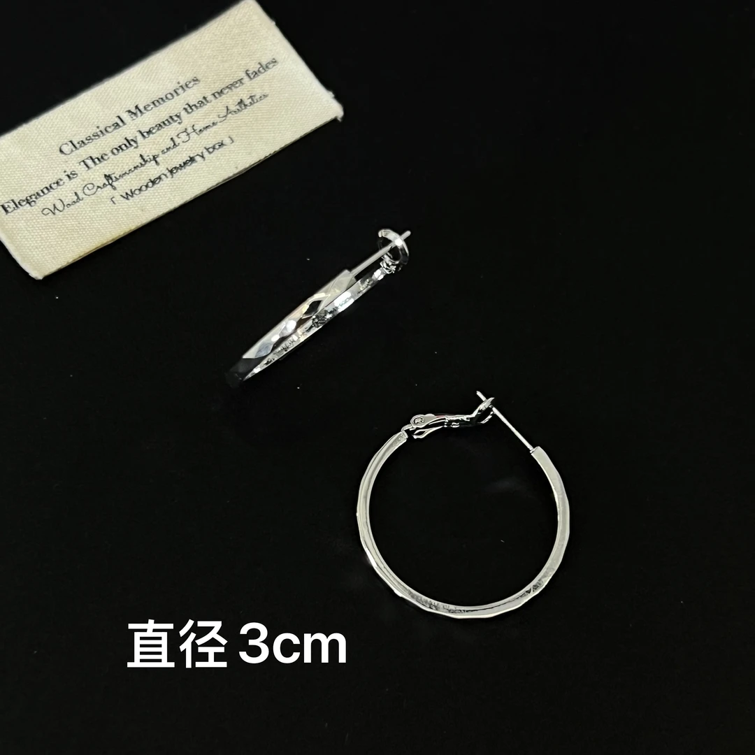 铜合金耳饰 气质简约菱纹4cm耳圈4173