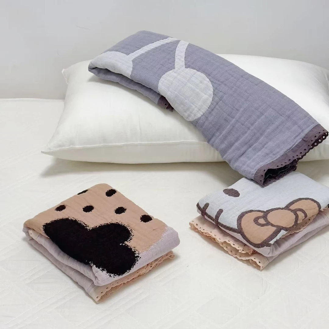 【京かわ会社】纯棉花边枕巾一对装52*75cm 组合花色